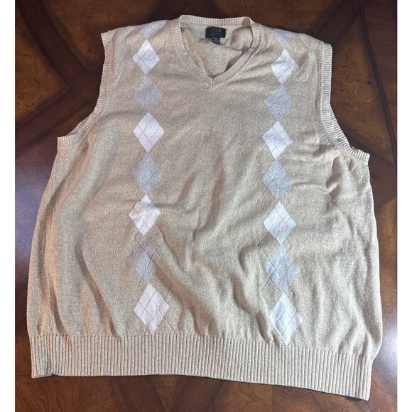 Men's Tan Sweater Vest 100% Cotton Men Size XL Old School Money Prep Academia - Picture 1 of 5